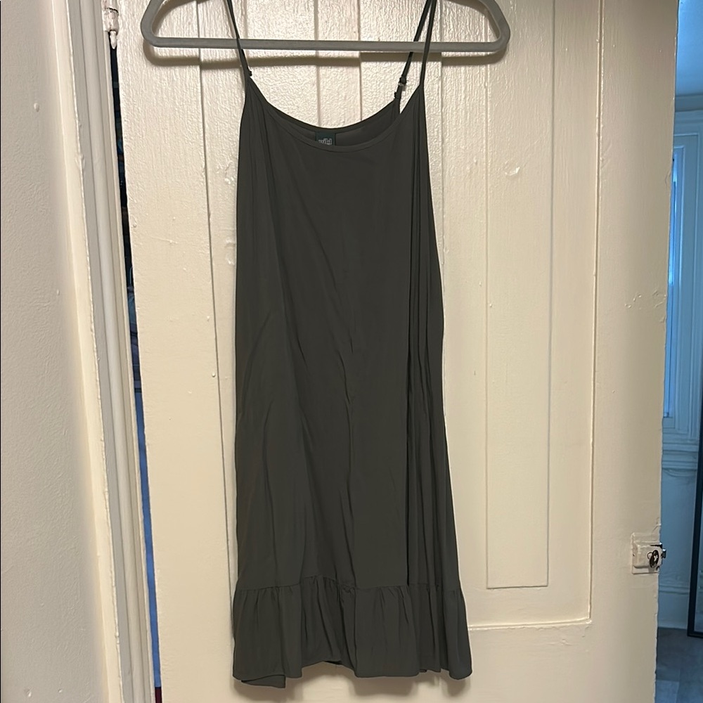 Wild Fable Forest Green Mini Sundress with Ruffle Hem